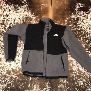 North face grey fleece full zip jacket